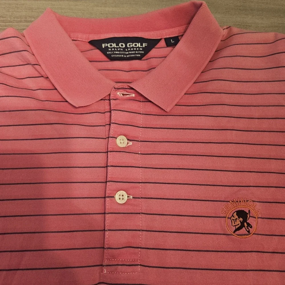Polo Golf Ralph Lauren Polo Shirt Large Seminole Logo Pima Cotton Casual‎ Mens